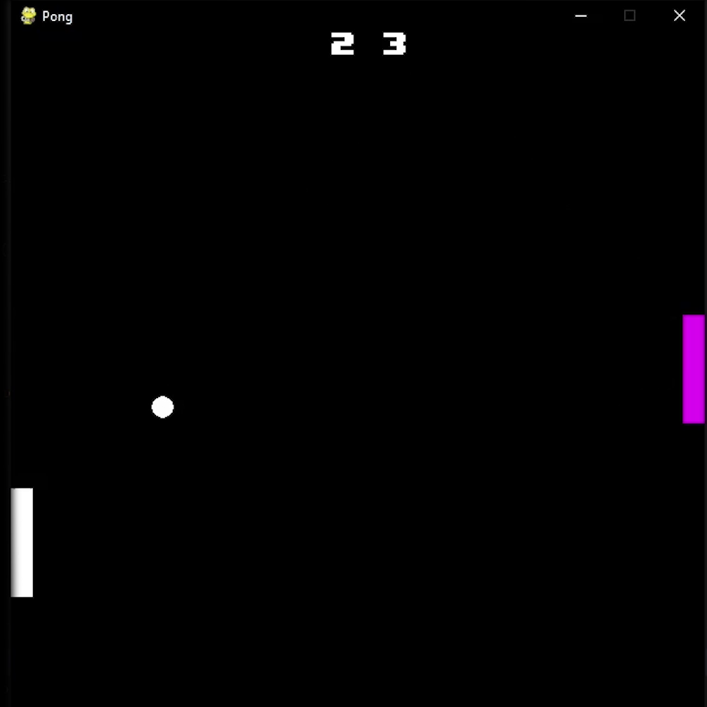 A screenshot of the Pong game